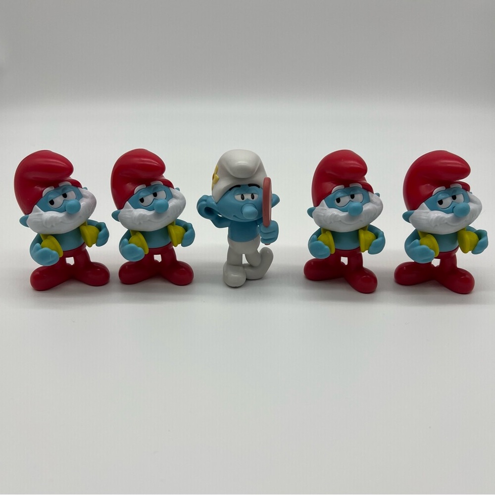 Lot Of 5 2024 THE SMURFS Burger King 3"‎ Toy Figures Papa Smurf